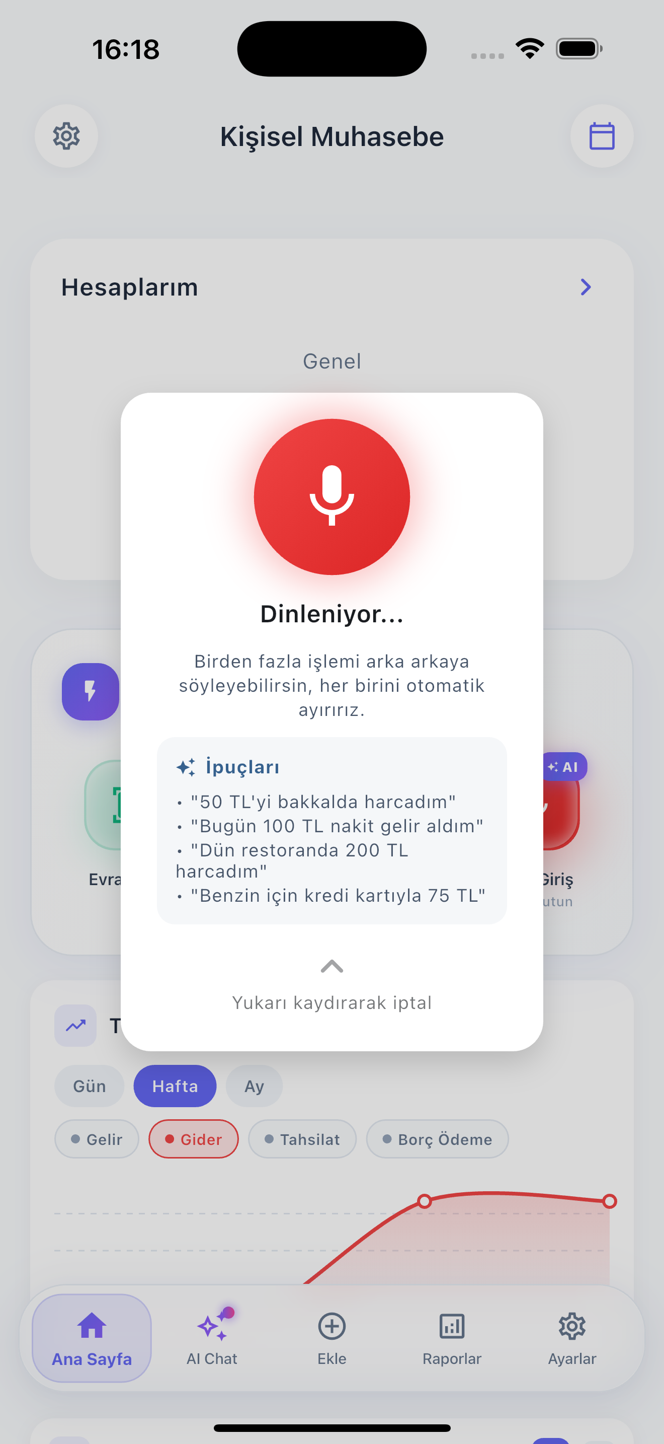 Sesle Muhasebe Kaydı